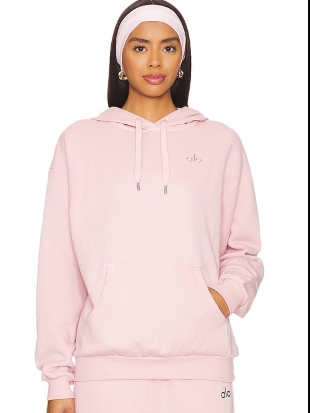 ALO Yoga Ballet Pink Cozy Drawstring Hoodie